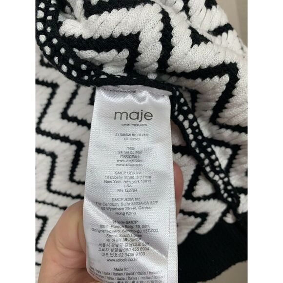 Maje Miami Knit Cropped Cardigan Chevron Zigzag 3 - Picture 6 of 10